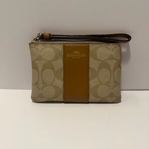 Coach Beige and Brown Wristlet